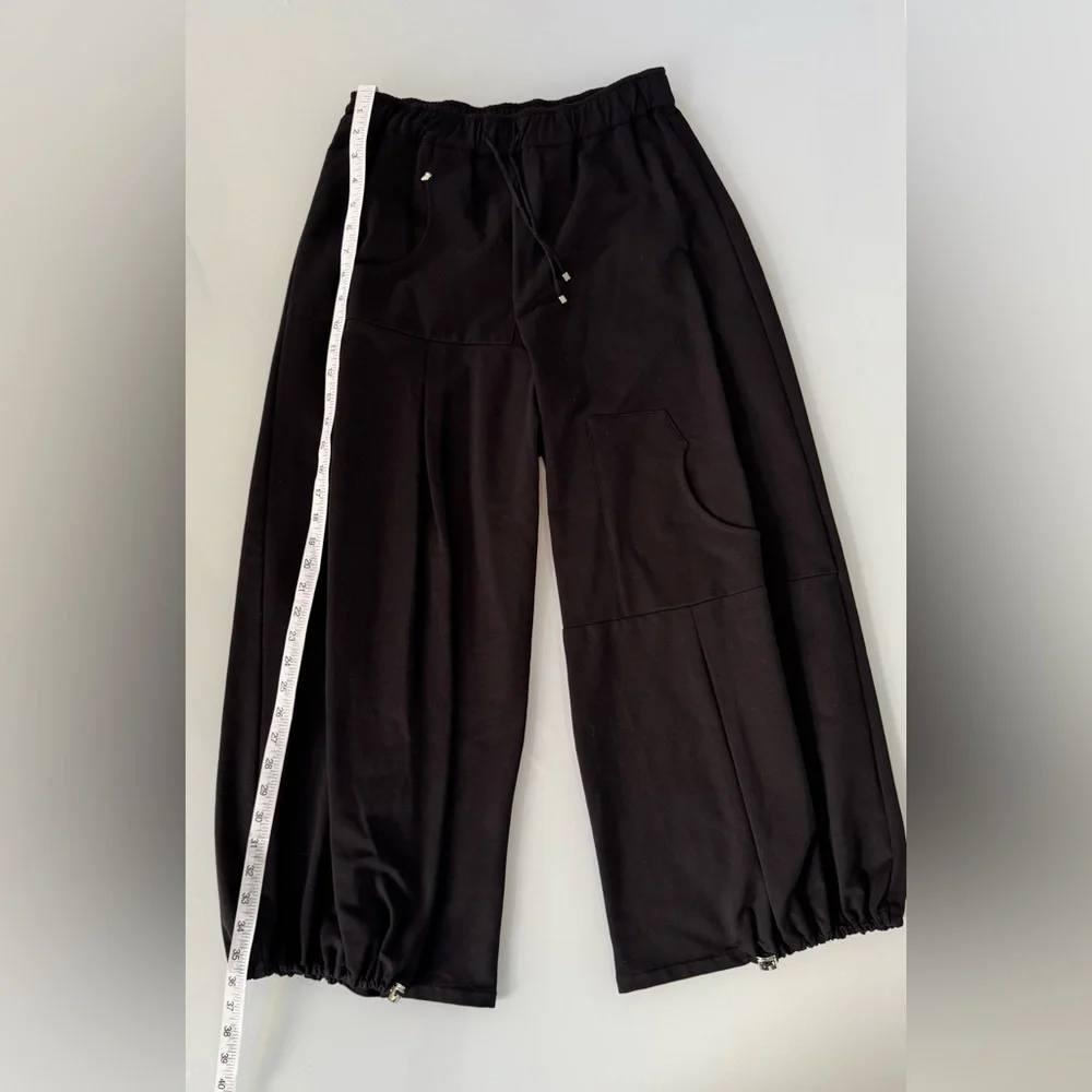 Oblique Creations Wide-Leg Jogger Pants – Black – Made in Italy – Size 0 - Picture 5 of 6